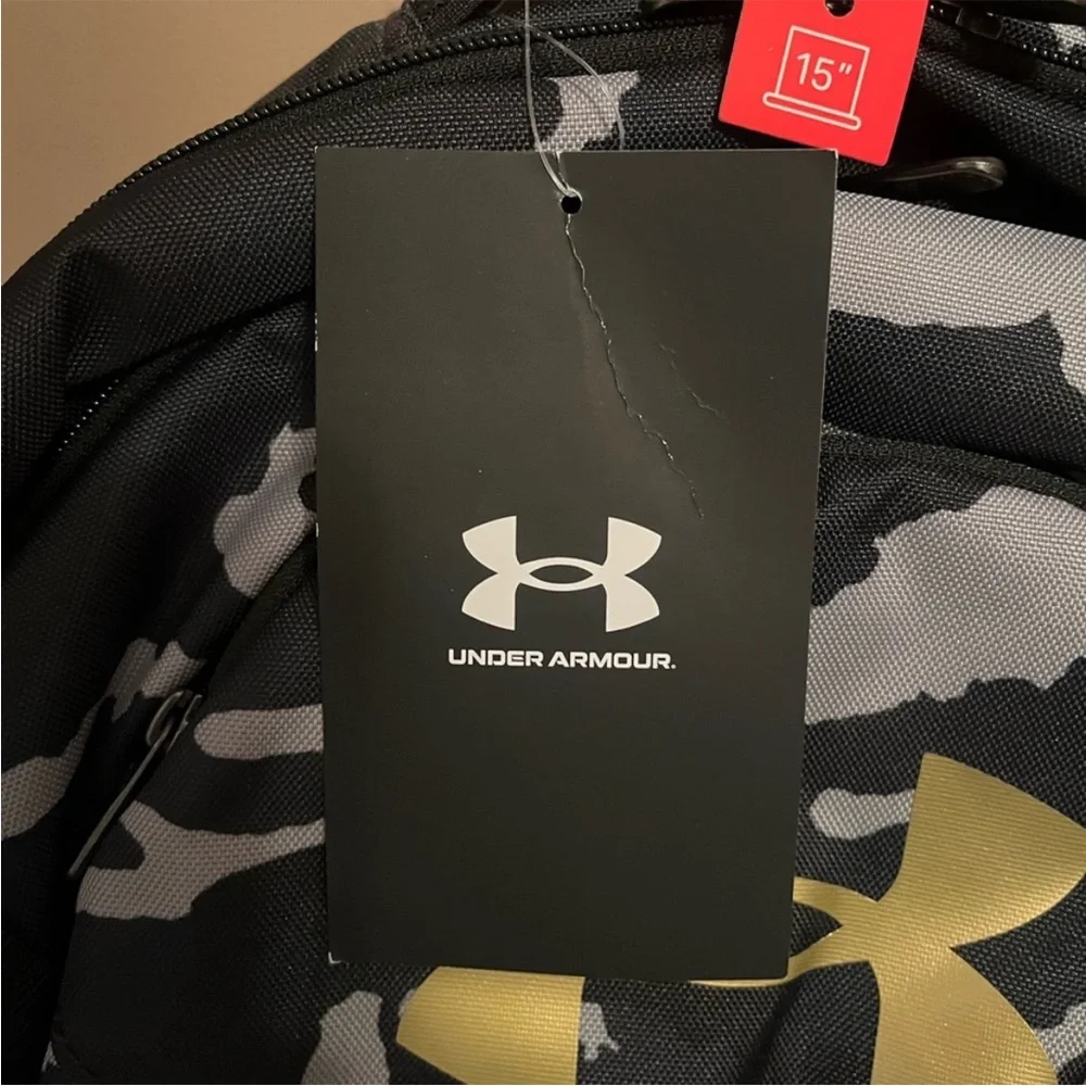 {Under Armour} UA Hustle Backpack in Camo Black / Metallic Gold - NWT